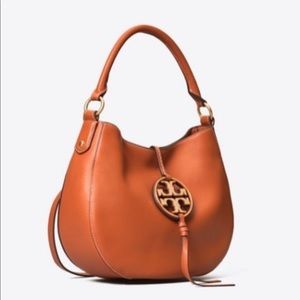 Tory Tory Burch Mini Metal Leather Hobo Crossbody Camello Brown